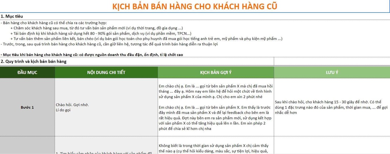 KỊCH BẢN SALE